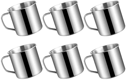Zerodeko Set 6 Tazze Per Bambini in Acciaio Inossidabile 6.40Oz Leggere E Infrangibili Con Manico Tazza D'Acqua Per Bambini Ideale Per Casa Ufficio E Ristoranti