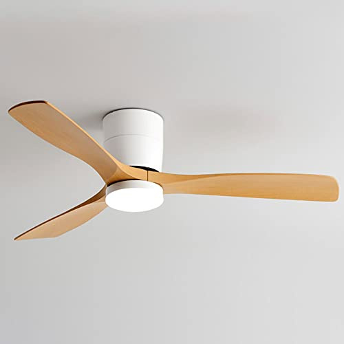 Moddeny Dimmable Smart Ceiling Fan With Lights Imitation Wood Hardware Ceiling Fan Light LED With Remote 42 Inch Living Room Ceiling Fan Modern Outdoor For Patios Ceiling Fan With Lights
