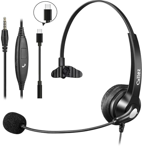 Cuffie con jack da 3,5 mm per telefono cellulare con microfono con cancellazione del rumore per PC portatile, cuffie cablate per computer per iPhone, Android, zoom, casa, ufficio, lavoro, scuola,