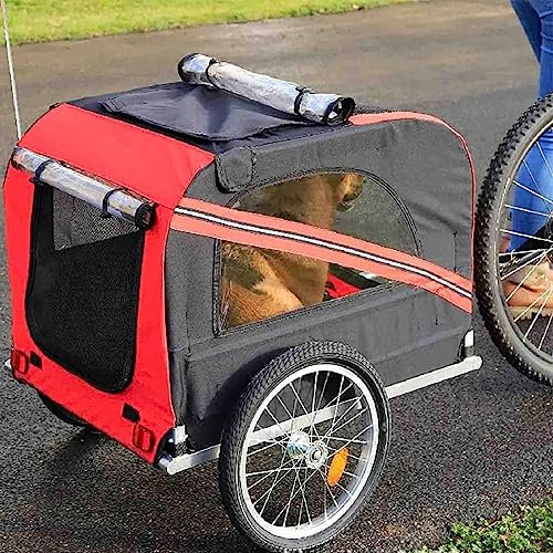 PRUJOY Hundefahrradanhänger, Hundeanhänger, Haustierwagen für Fahrräder mit Universalkupplung, Faltbarer Fahrradwagen, Frachtträger für Hunde, mit 20-Zoll-Rad (D)