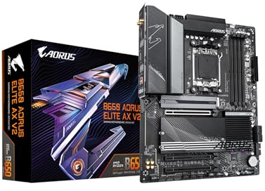 GIGABYTE Carte mère B650 AORUS Elite AX V2 AMD AM5 ATX, Prend en Charge Ryzen 9000/8000/7000 Series, DDR5, 12+2+2 Power Phase, PCIe 5.0 M.2, USB-C 3.2 Gen 2, WIFI6E, 2,5 GbE, EZ-Latch, Q-Flash, RGB