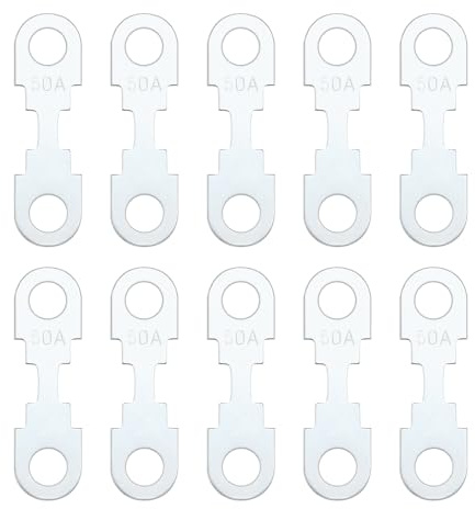 YINETTECH 10pcs Bande de Fusible Plate Ton Argent Accessoires en Alliage de Zinc Pièce de Rechange Bande de Fusible de Lame 50A DC 32V Compatible avec Opel Compatible avec VW