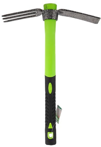 Houe à 2 pointes de jardin, poignée antidérapante, outils de jardinage manuel polyvalents, outil de transplantation de jardin domestique (houe râteau à 3 dents)