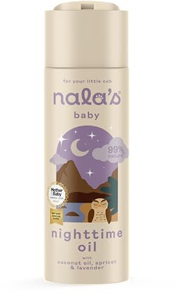 Nala's Baby Nighttime Oil | Award-winning | 99% Natural | Dermatologically-tested and Paediatrician-approved | Coconut oil, Apricot and Lavender | Vegan | 200ml | Nalas Baby