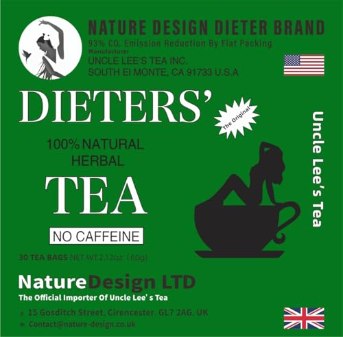 Uncle Lee's Dieters Tea 30 Beutel bauchfreundliches Abführmittel – 93 % reduzierte CO2-Auswirkung durch flache Verpackung