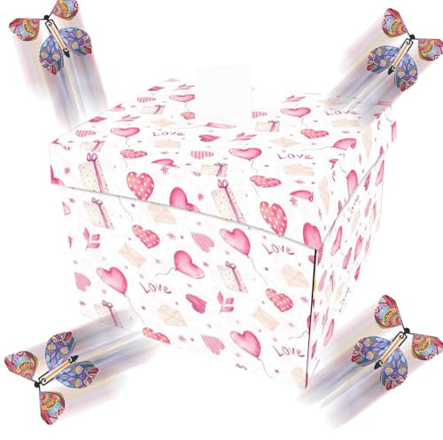Explodierende Box zum Schulabschluss, lustige, explodierende Box – niedliche explodierende Box, kreative Schmetterlings-Box für Valentinstag, Feier, Hochzeit
