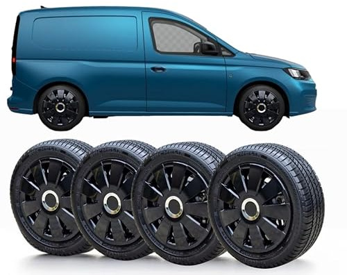 SOLIP 16 inch wheel trims, Hubcaps, Set of 4 for VW CADDY MK5 FROM 2021,FORD CONNECT Alloy wheels look covers Silver/Black / 16 / colour choice (NE CZ)