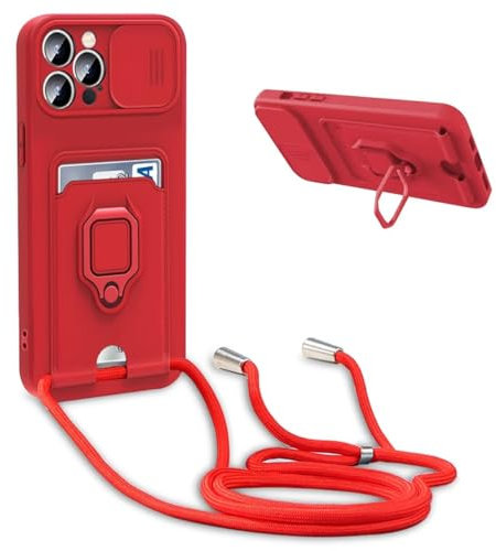 GoodcAcy Protección de Cámara Funda Compatible con Moto E20/E30/E40,360 Anillo función de Soporte Cubierta,Carcasa TPU Suave Silicona, Cuerda Ajustable Anti Golpes Case, Rojo
