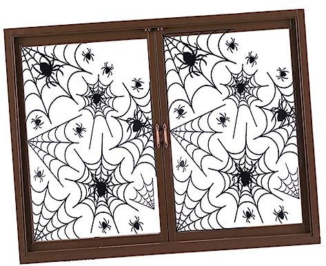 OSALADI 2 Stücke Halloween Spinnennetz Wandaufkleber Aufkleber für Fenster Dekorationen Easy Peel Stick Schwarz