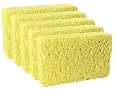 Kitchen Cleaning Sponges, Large Cellulose, Soft and Flexible, Pack of 5, Yellow