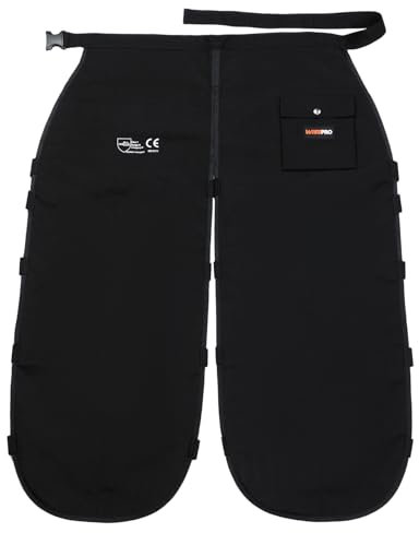 WISEPRO Universal Kettensägen-Sicherheitsleggings,Schnittschutz Chaps, Verstellbare Chainsaw Chaps Kettensägen-Schürze Schnittschutzhose für Männer/Frauen(Schwarz)