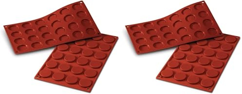 silikomart | SF030 Moule en silicone pour monoportions florentines, antiadhésif, 24 monoportions, paquet de 1 Moule à gâteau, Ø 35 h 5 mm, Made in Italy (Lot de 2)