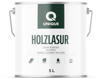 Q UNIQUE Holzlasur Seidenmatt 5L | Farbton: Braun-grau 7013 | Holzschutz für außen & innen | UV-beständig & wetterfest | Für Zäune, Gartenmöbel, Terrassen, Fassaden
