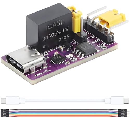 Youmile USB to TTL module CH343 Chip Isolation Type USB-C to Serial Module 6Mbps High-Speed Communication 3.3V 5V MCU Downloader No Need to Install Driver with Connection Cable Double C Cable