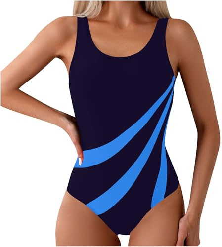 duxyoz Women Swimwear One Piece Tummy Control Swimsuit Ladies Swimming Costumes Athletic Sporty Push Up Padded Bathing Suit Retro Vintage Scoop Back Slimming Modest Monokinis Ladies
