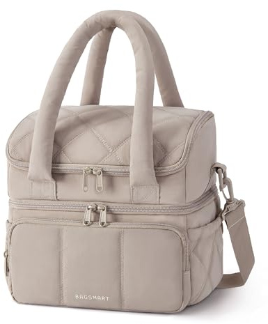 bagsmart Insulated Lunch Bags for Women, 6.7L Portable Lunch Box with Shoulder Strap Reusable Cooler Bag, Puffy Thermal Lunch Tote for Work/School/Picnic/Travel