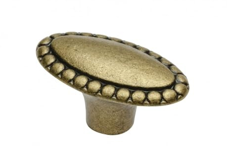 GTV Furniture Knob Retro 1148 - Antique Brass, Zamak, 39 x 21.5 mm, Vintage Style, Cupboard Knob with Screws - Galvanised Surface