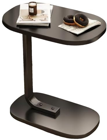 lcvtos Beistelltisch C-Form 60 cm Hoch, Kompakter Sofatisch mit Ablage, Platzsparender Nachttisch für Sofa und Bett, Stabiler Couchtisch für Wohnzimmer oder Schlafzimmer (Schwarz)