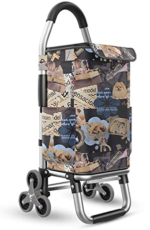 Carrello montascale a 6 ruote da 36 litri, leggero e pieghevole, con borsa rimovibile impermeabile, design push/pull da 103 cm, ruote triangolari silenziose per una facile mobilità