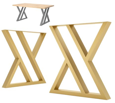 NWELD Tischfüsse Tischbeine Metall Zickzack Gold 43x43x3cm Tischkufen DIY - Tischbein Set - Tischfuß Loft. Industriestil für Couchtisch. Esstisch. Schreibtisch