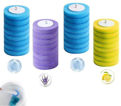 32 Cabezales de Cepillo de Inodoro Desechable,Escobilla Baño Desechable WC con detergente,Sistema de Limpieza Desechable Adecuado para Limpiador de Inodoro, Limpieza de Baño(3 Aromas)