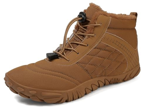 Pangolin Bottes de Neige Hiver Homme/Femme - Imperméables, Doublure Polaire Ultra-Chaude,Antidérapante, Lassage Rapide à Cordon-Bottines Après-Ski Légères pour Froid,Ville Marron 37 EU