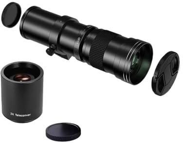 Kompatibel mit Canon EF 420-800mm F8.3 Teleobjektiv (manuell) mit 2X-Konverter(Black,E Mount)