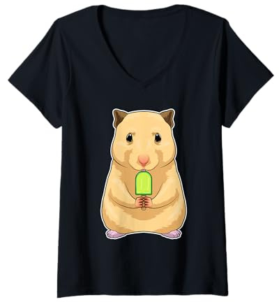 Femme Hamster Bâtonnet glacé T-Shirt avec Col en V