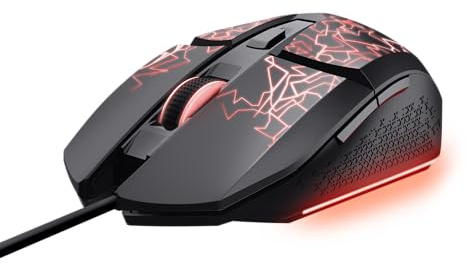 GXTrust 1113 Vylax Souris Gamer avec 6 Boutons Programmables, Éclairage LED Multicolore, 200-6400 DPI, Câble USB 150 cm, Souris Gaming Filaire pour PC Ordinateur Portable, Noir