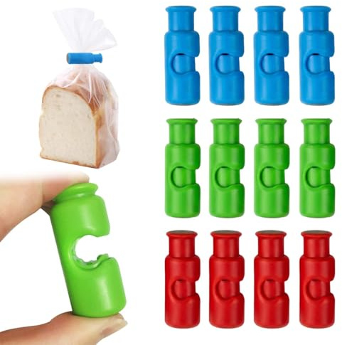 Azonelife Lot de 12 Pinces à Sachets Alimentaires Réutilisables, Clips de Fermeture Hermétique pour Pain, Snacks, Café et Congélateur, Pinces Plastique de Cuisine Multi-Usage Closure Clips for Bags