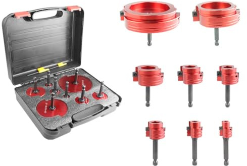 IJSDNVJNDX Kit de 8 Escariadores para Tubos de PVC,Herramienta para Instalación de Tuberías: Cabezal de Aluminio de 1/2 Pul., 3/4 Pul., 1 Pul., 1-1/4 Pul., 1-1/2 Pul., 2 Pul., 3 Pul. y 4 Pul.