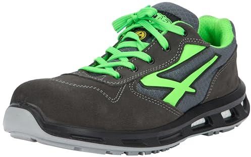 U-Power Red Lion Point, Zapatos de Seguridad Unisex, Ligeros, Flexibles, de Cuero antipinchazos, con Inserto Infinergy, con Puntera de Aluminio - Grey & Green