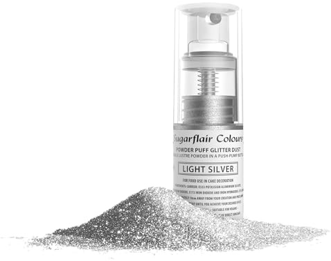 Sugarflair Powder Puff Glitter Nicht-Aerosol Spray - Kuchen Dekoration (Light Silver (Licht Silber))