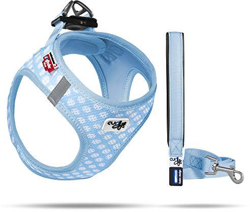Vest Harness Air-Mesh Skyblue-Circles XS & Leash M
