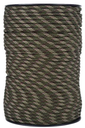 VGEBY1 100M Paracord Rolle Seil, 4Mm Flechtleine 9 Strang Fallschirm Schnur Aus Polypropylen Und Polyester Für Camping Outdoor Klettern Survival(Waldtarnung) Seil Fallschirm
