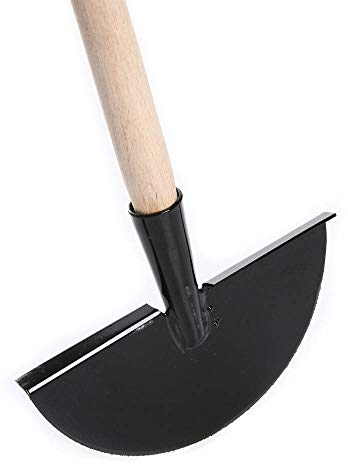 Kantenstecher Rasenstecher Rasenkantenstecher Rasenschneider Kantentrimmer Kantenmesser 118cm Buchenholz Halbmond, Schwarz