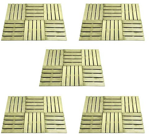 Lasamot Green Wood Decking Board Fit - Juego de 30 baldosas para terraza, balcón, terraza, jacuzzi, 50 x 50 x 3,2 cm