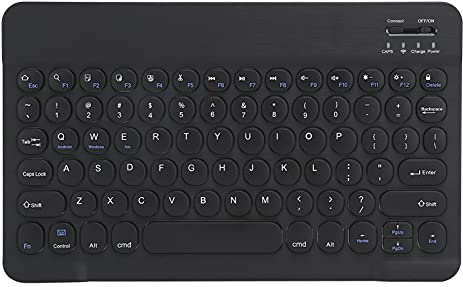Goshyda Wireless Bluetooth Keyboard, 10in Ultra-thin Mute Design Cute Round Cap Wireless Keypad with Standard for MICR Interface, for Tablet, Smartphone, Computer (black)