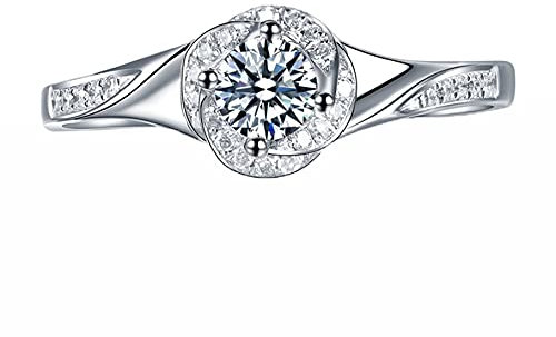 Epinki Damen Diamant Ring in 750 Weißgold Diamantring mit Diamant 0.12ct und Diamant, Mutmacher Geschenk, Gr.62 (19.7)