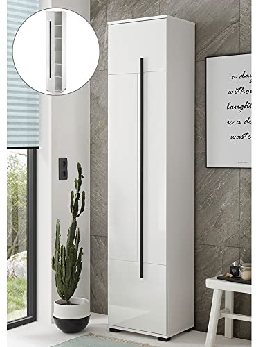 Lomadox Badezimmer Hochschrank in Hochglanz weiß, B/H/T: ca. 45/200/35 cm