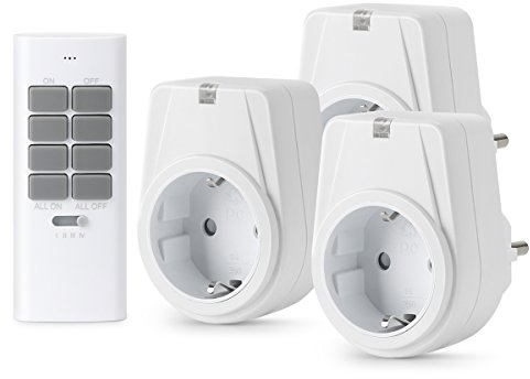 TOUCHXEL Funksteckdosen mit Fernbedienung 1000W x 3er Funksteckdosen mit 1er Fernbedienung,12 Kanal Programmierbar Funksteckdosen Set für Haushaltsgeräte, Programmierbar, Reichweite 30m,Weiß