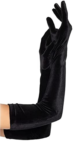 krautwear® Damen Handschuhe Spitze Ellenbogen Lang Abendhandschuhe Gerafft Braut Kurz Satin Schleife