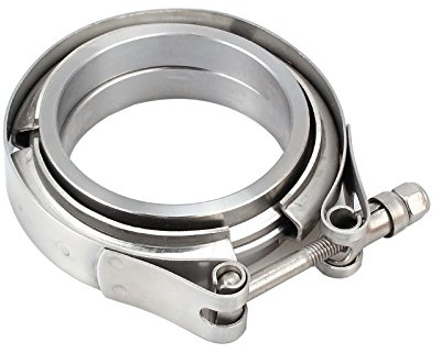 Bohaner 2.5 Inch Exhaust Clamp Kit Universal Turbo Exhaust Clamp 63mm Stainless Steel V-Band Clamp & Flat Flanges Kit for Turbos Blow-Off Valves Exhausts Pipes