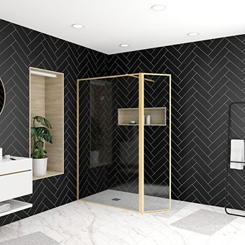 Parete doccia con persiana girevole, 120 + 40 x 200 cm, finitura oro spazzolato - GOLDY CONTOURING