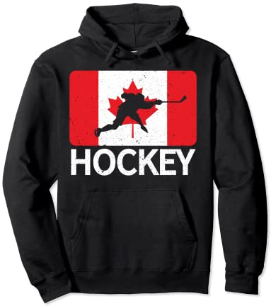 Maillot de hockey d'hiver du Canada avec drapeau canadien - Cadeau pour fan de hockey Sweat à Capuche
