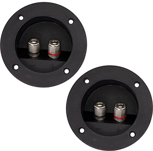 AERZETIX - C65606 - Set di 2 morsettiere/spine 2 banane - per banana 4mm - apertura del cavo 5mm - diametro 81mm - terminale rotondo da incasso collegamento altoparlante - 2 vie per avvitare