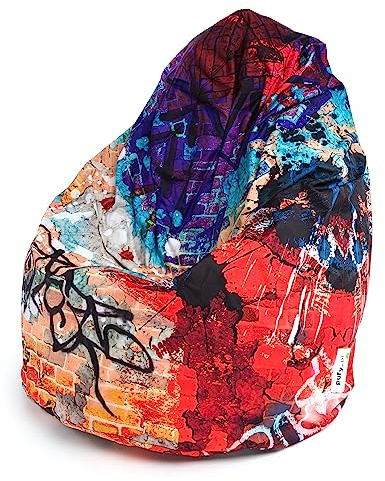 Ecopuf Mega Sako | Pouf Poltrona Sacco Sfoderabile XL | Pouf a Sacco Poliestere Impermeabile Fantasia Design | Poltrona a Sacco per esterni | Pouf Poltrona Relax da Esterno e Interno Dim. 85X135 Cm