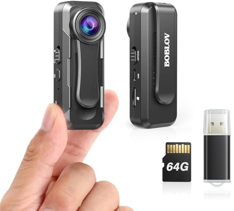 BOBLOV W1 6GB HD 1080P Body Camera, Wearable Bodycam with 2 Clips, Loop Recording Body Worn Camera Support Time Stamp, for Traveling, Driving, Delivering, Lecture Recording