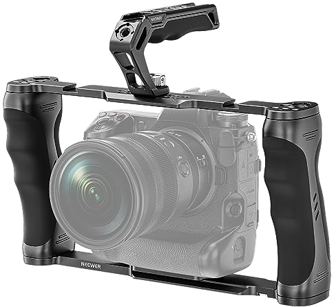 NEEWER Cage Universelle pour caméra et poignée supérieure avec kit de Broches de positionnement Arri 3/8, stabilisateur vidéo avec Base Arca, Deux poignées, Compatible avec Les Accessoires SmallRig