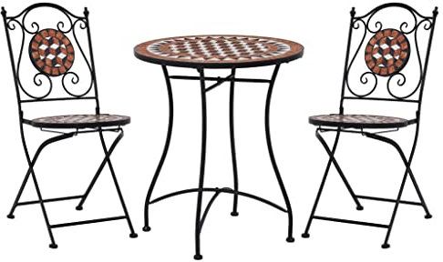 ZQQLVOO Lounge gartenmöbel Set Balkon möbel Set Gartenlounge Set 3-TLG. Bistro-Set Mosaik Keramik Terrakotta